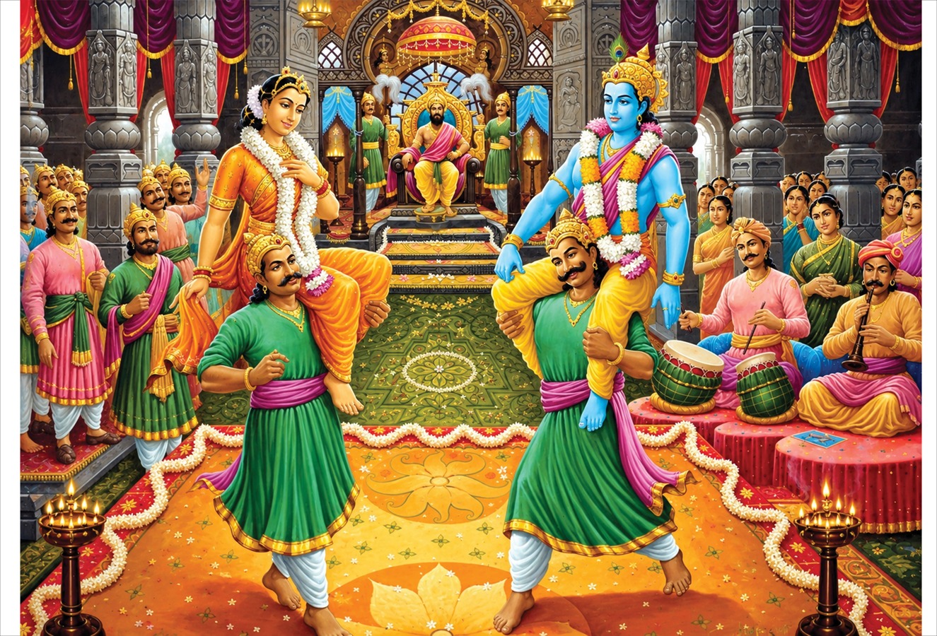 फलश्रुती आणि समर्पण — श्रीकृष्ण आणि रुक्मिणी यांचे चित्ररूप चरित्र